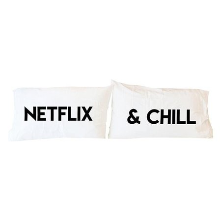 ONE BELLA CASA One Bella Casa 82091CSE Netflix & Chill Pillow Case - Set of 2 82091CSE